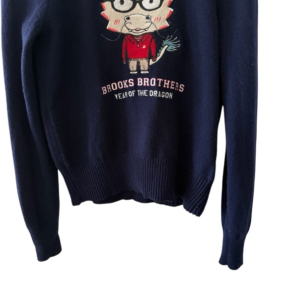 Brooks Brothers Lunar New Year Dragon Sweater Navy Blue Women Small Merino Wool - Picture 5 of 11